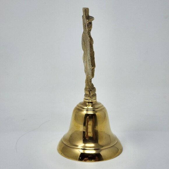 Vintage Brass Bell Welsh Mary Jones Knitting Figural Lady England 5 1/8" - Picture 2 of 6